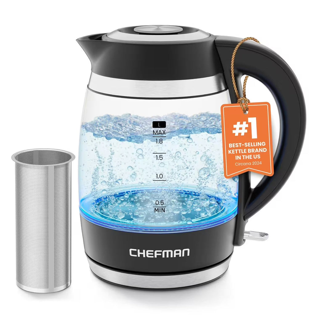 Chefman Fast-Boil 1.9-Qt Electric Kettle with Removable Tea Infuser