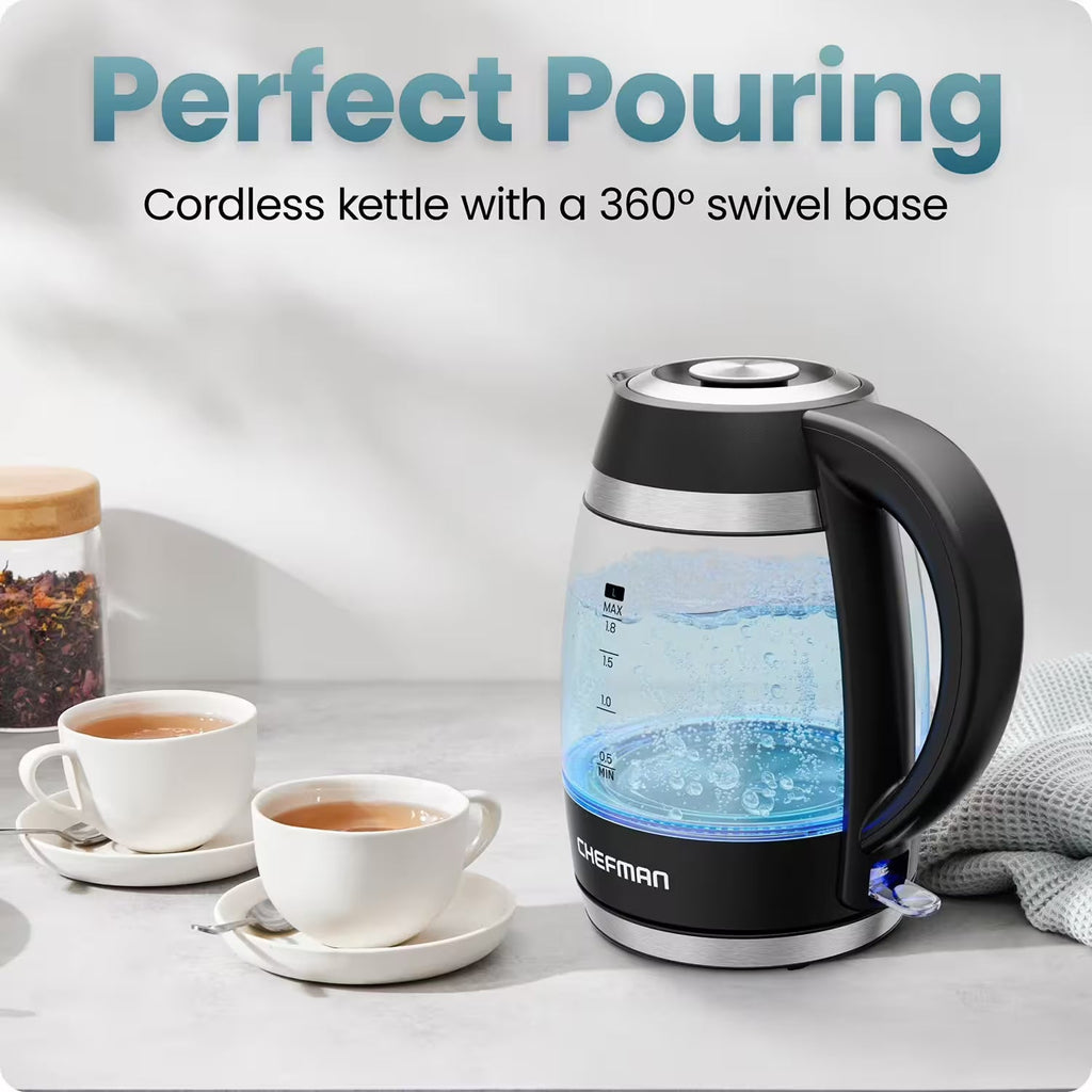 Chefman Fast-Boil 1.9-Qt Electric Kettle with Removable Tea Infuser
