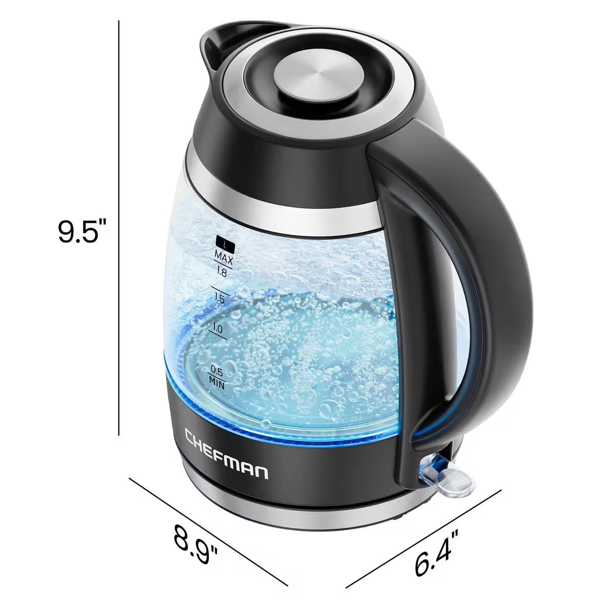 Chefman Fast-Boil 1.9-Qt Electric Kettle with Removable Tea Infuser