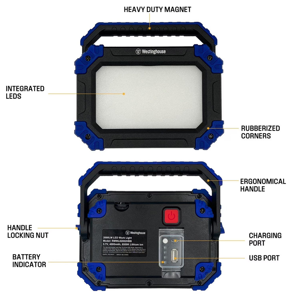 Westinghouse 2000-Lumen Rechargeable LED Work Light 2-Pack