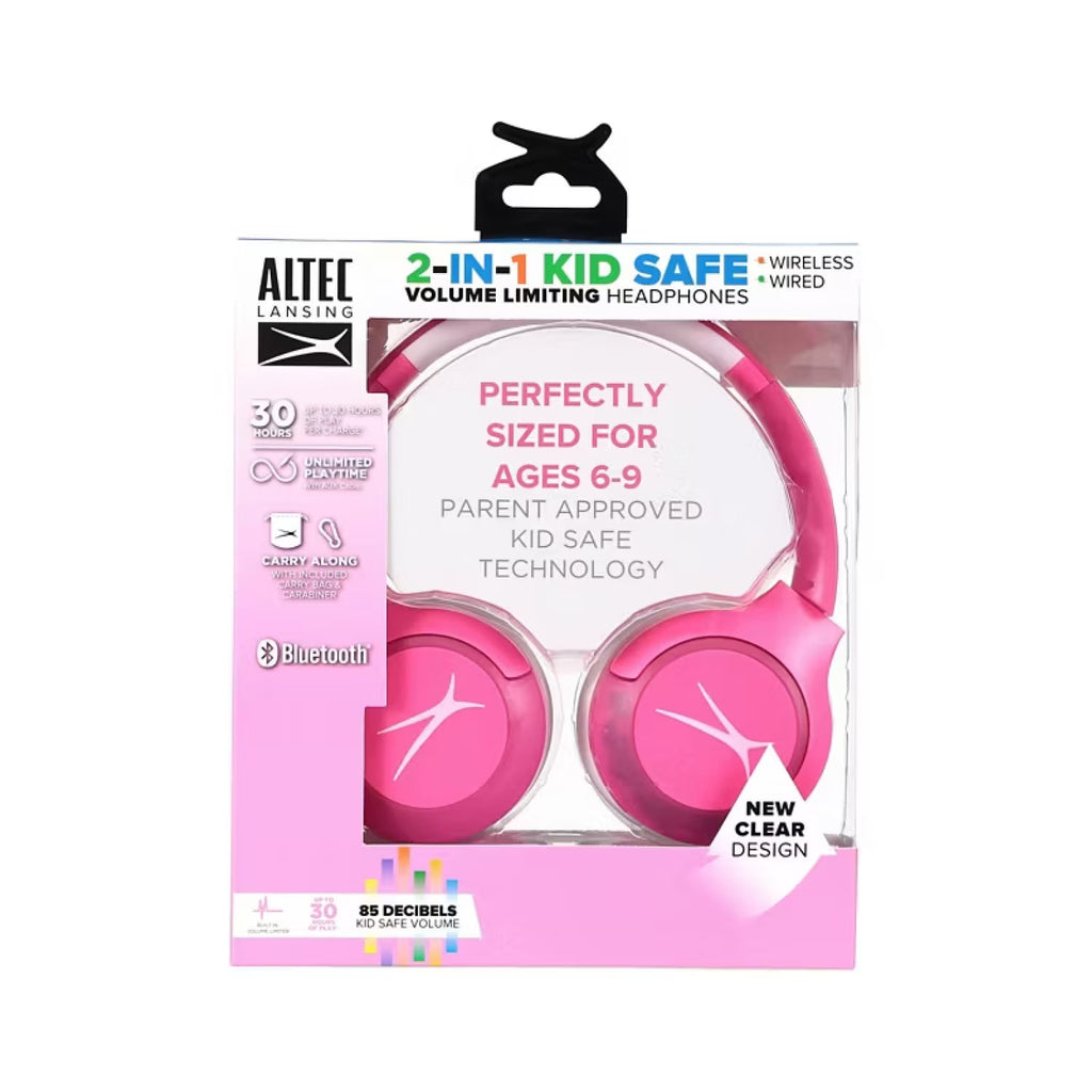 Altec Lansing 2-in-1 Kid Safe Volume Limiting Headphones Pink