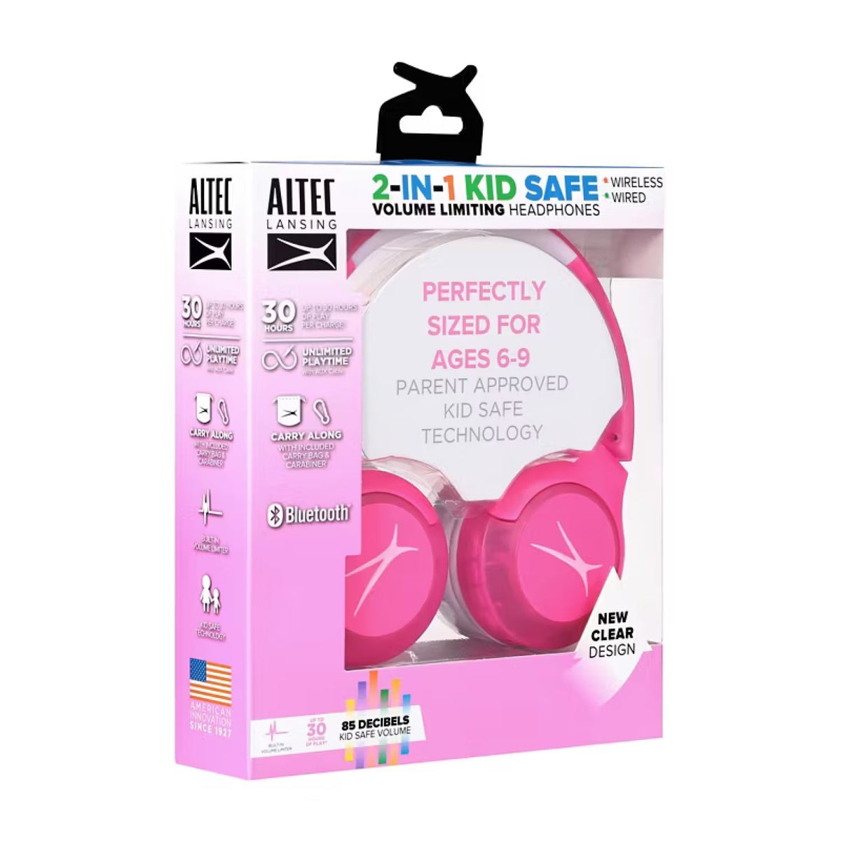 Altec Lansing 2-in-1 Kid Safe Volume Limiting Headphones Pink
