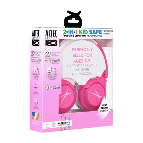 Altec Lansing 2-in-1 Kid Safe Volume Limiting Headphones Pink