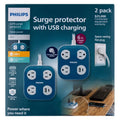 Philips EZFit Surge Protector with USB Charging 2-Pack