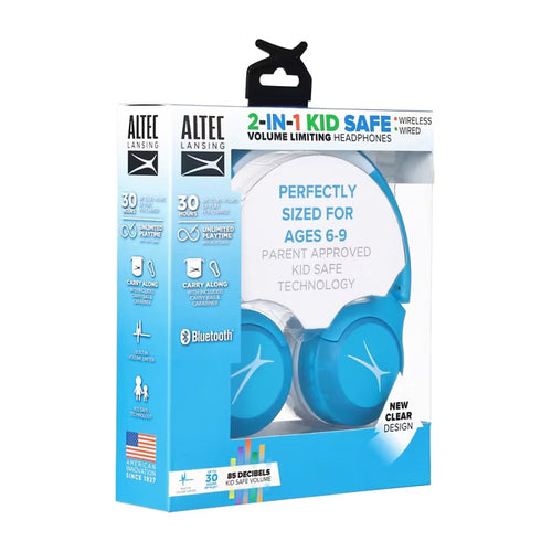Altec Lansing 2-in-1 Kid Safe Volume Limiting Headphones Blue