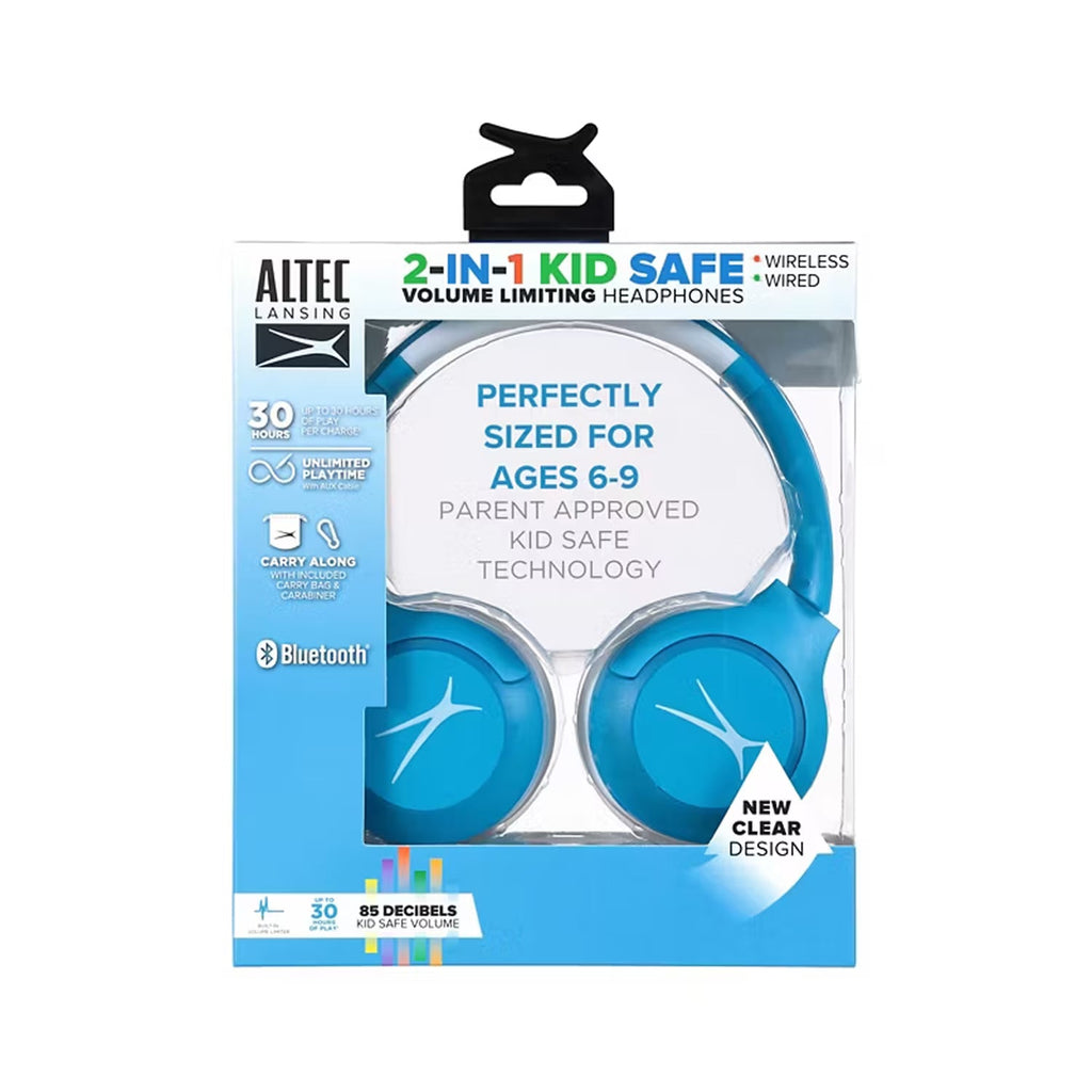 Altec Lansing 2-in-1 Kid Safe Volume Limiting Headphones Blue