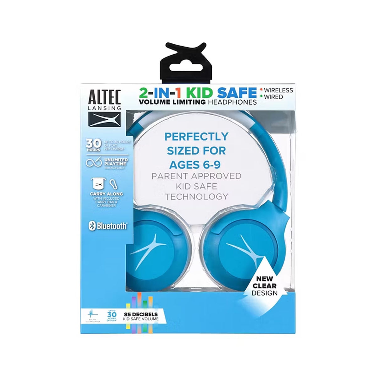 Altec Lansing 2-in-1 Kid Safe Volume Limiting Headphones Blue