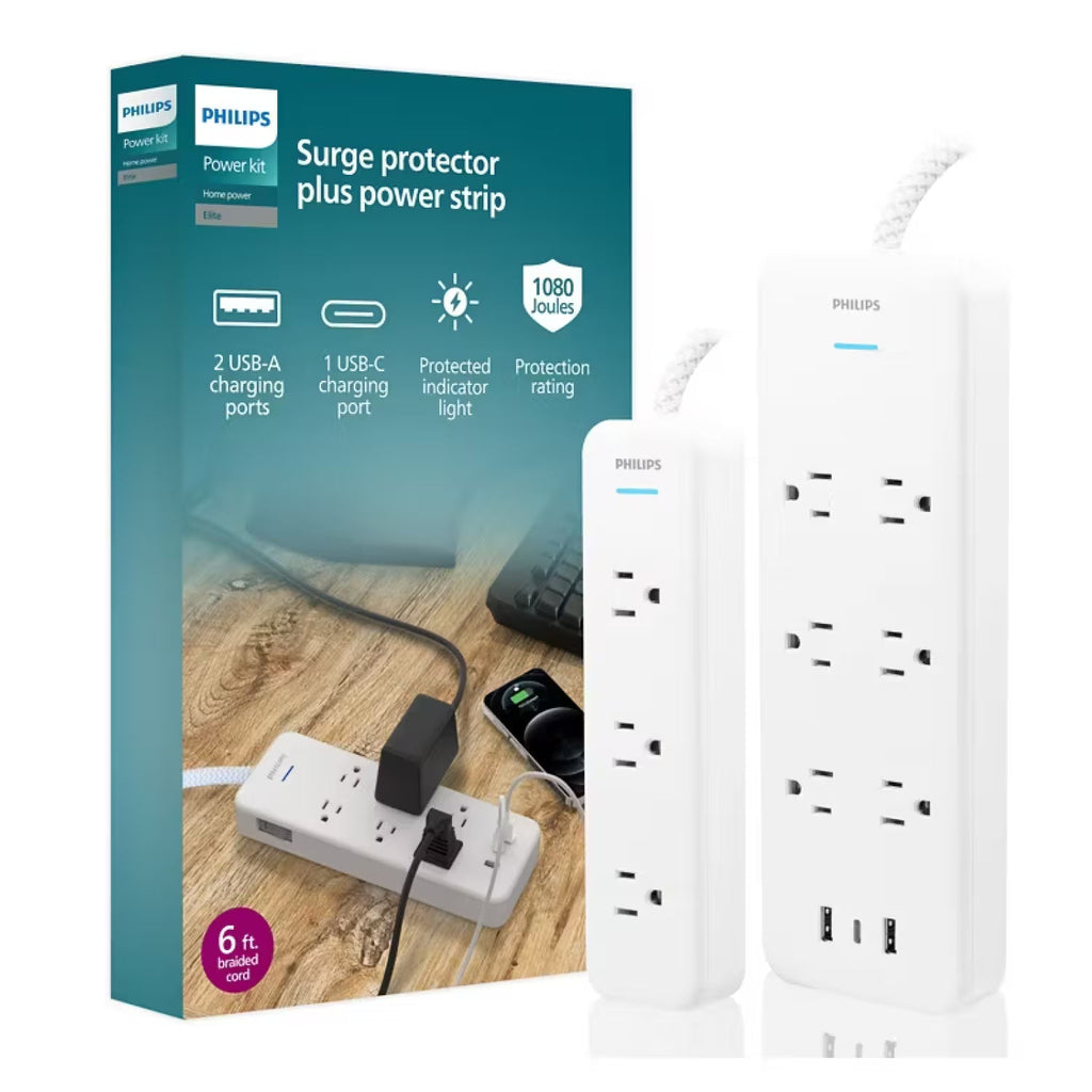 Philips Elite Power Kit Surge Protector Power Strip 2-Pack