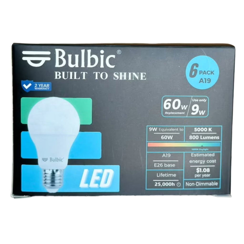 Bulbic Built to Shine A19 LED Light Bulbs 9W 5000K 800-Lumen 96-Pack