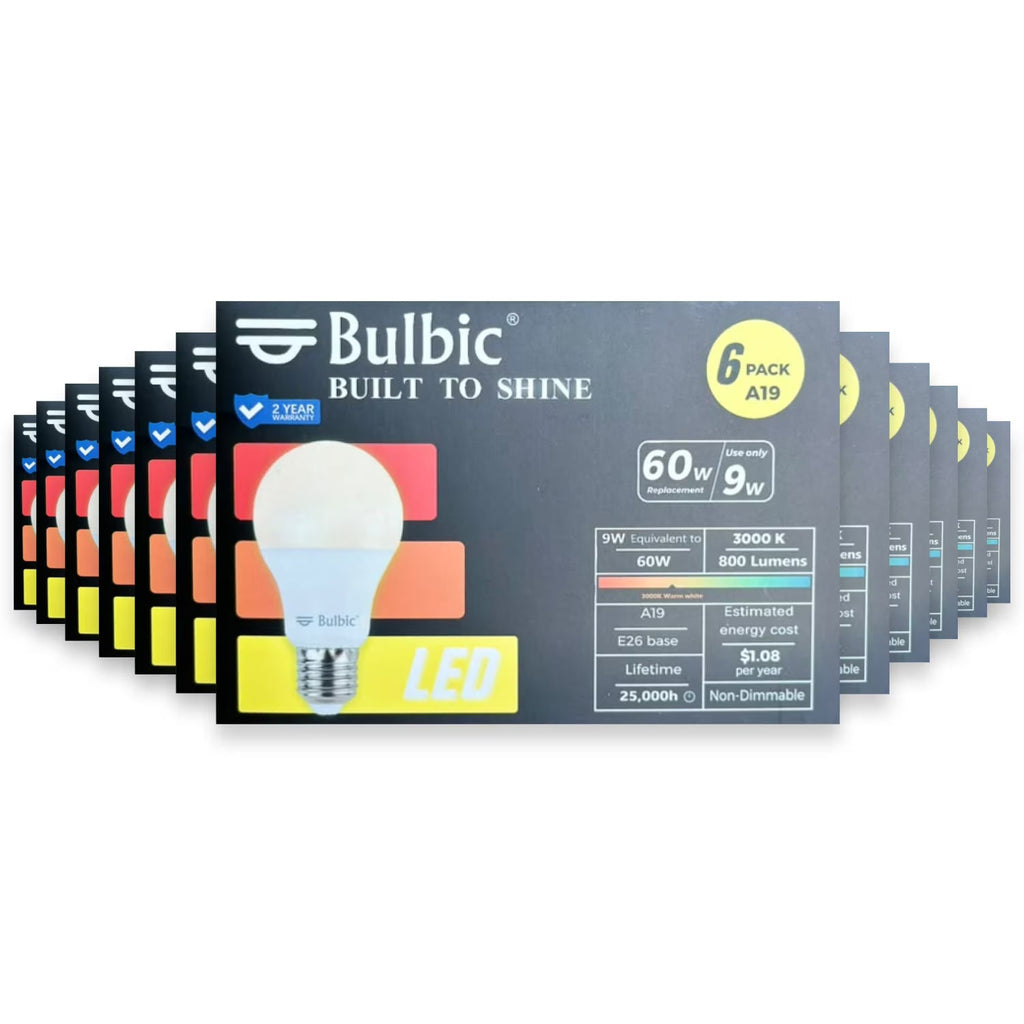 Bulbic Built to Shine A19 LED Light Bulbs 9W 3000K 800-Lumen 96-Pack