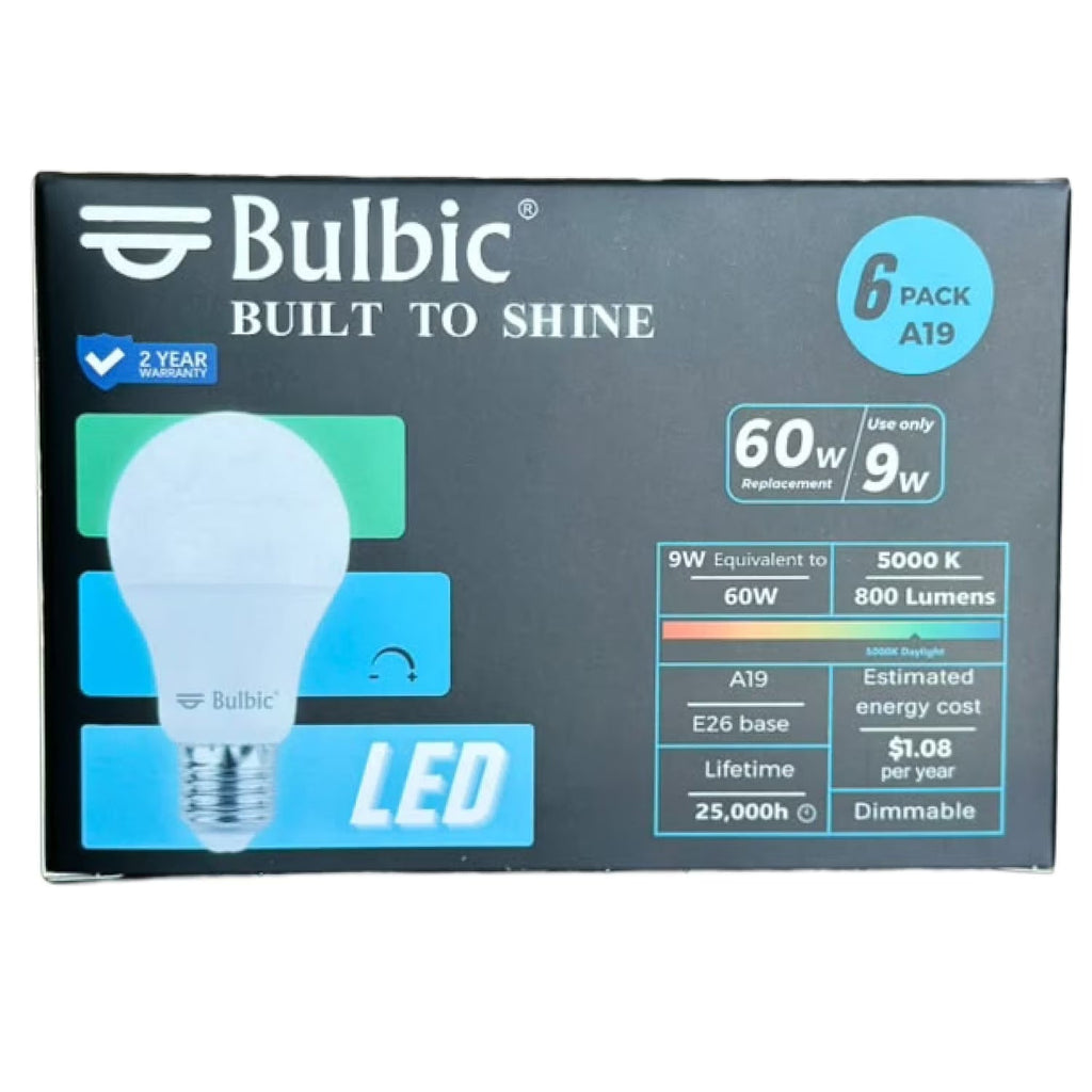 Bulbic Built to Shine A19 LED Light Bulbs 9W 5000K 800-Lumen 96-Pack