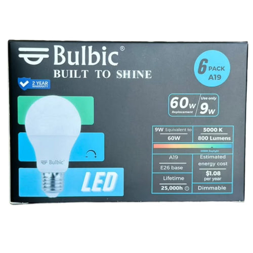 Bulbic Built to Shine A19 LED Light Bulbs 9W 5000K 800-Lumen 96-Pack