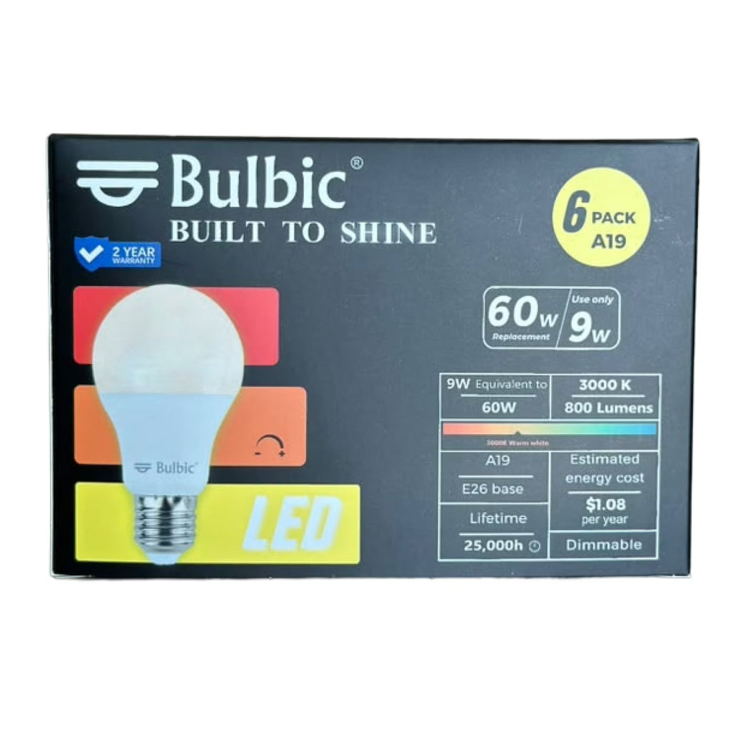 Bulbic Built to Shine A19 LED Light Bulbs 9W 3000K 800-Lumen 96-Pack