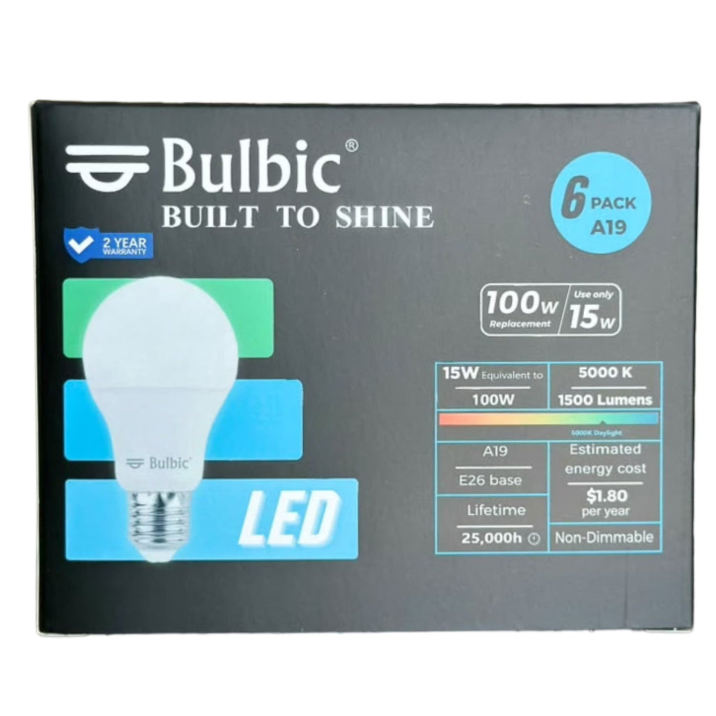 Bulbic Built to Shine A19 LED Light Bulbs 15W 5000K 1500-Lumen 96-Pack