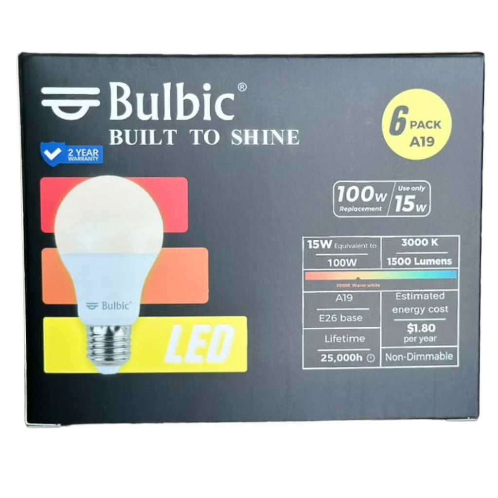 Bulbic Built to Shine A19 LED Bulbs 15W 3000K 1500-Lumen 96-Pack