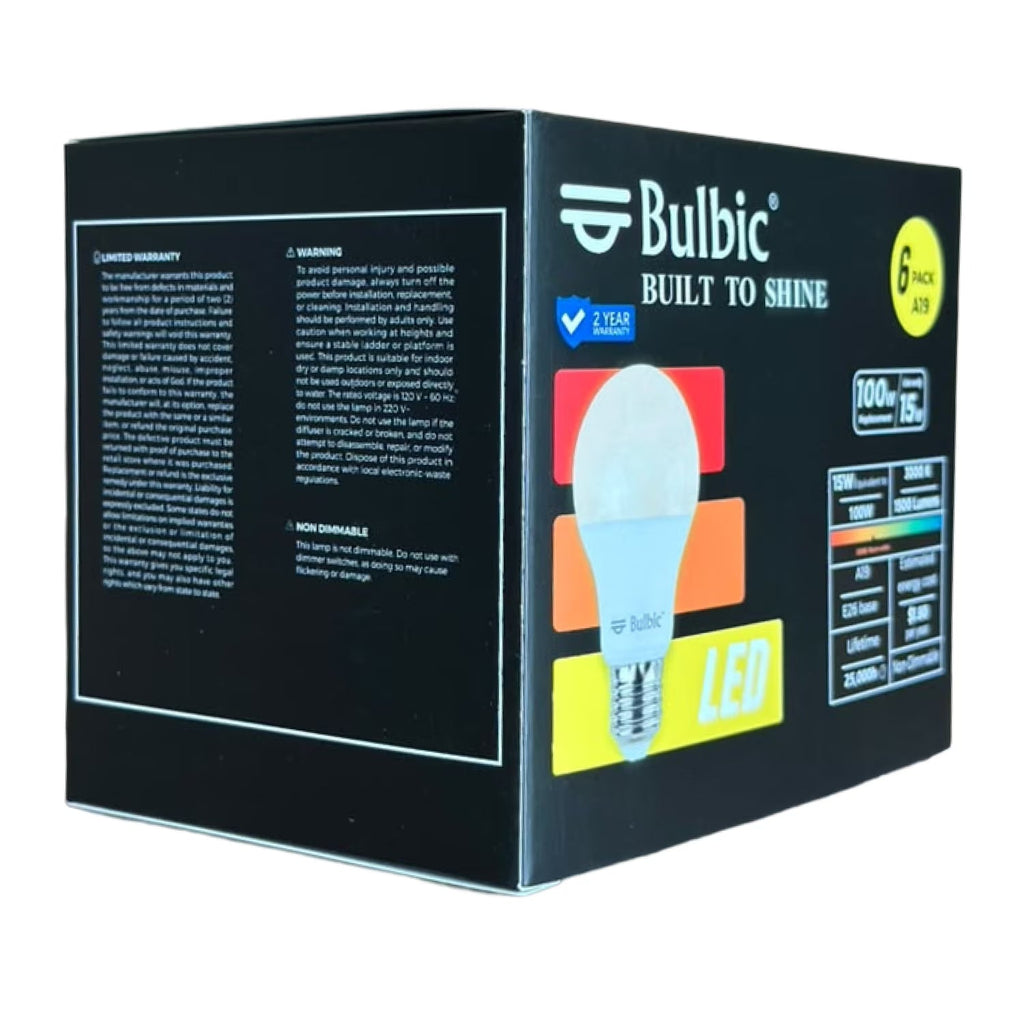 Bulbic Built to Shine A19 LED Bulbs 15W 3000K 1500-Lumen 96-Pack