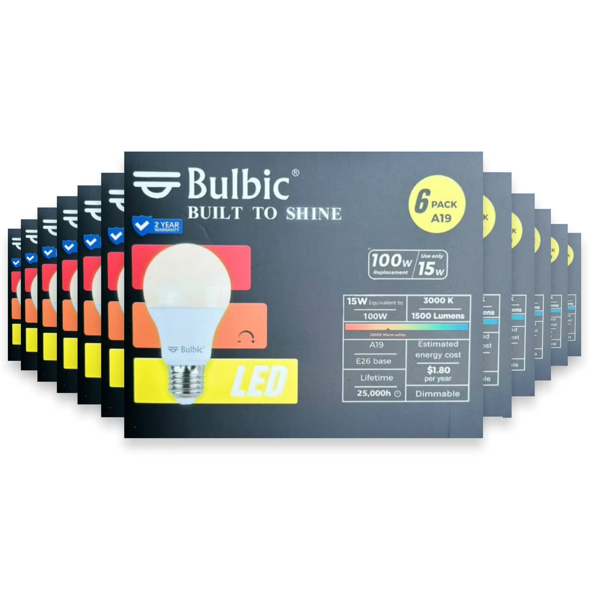 Bulbic Built to Shine A19 LED Bulbs 15W 3000K 1500-Lumen 96-Pack