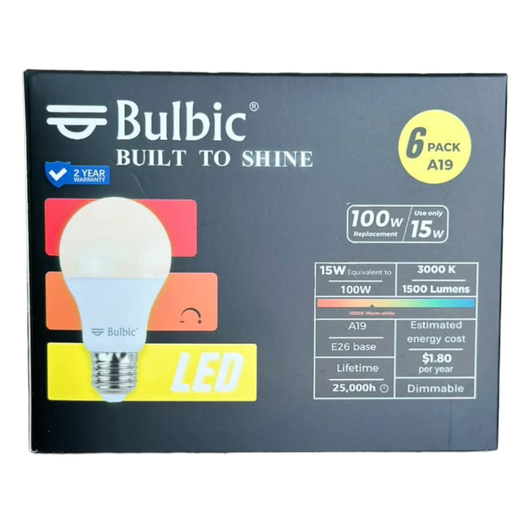 Bulbic Built to Shine A19 LED Bulbs 15W 3000K 1500-Lumen 96-Pack