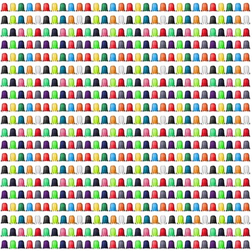 Kuhome 120-Pack Drawstring Backpack Bulk Polyester Cinch Sack 16.3in Multicolor