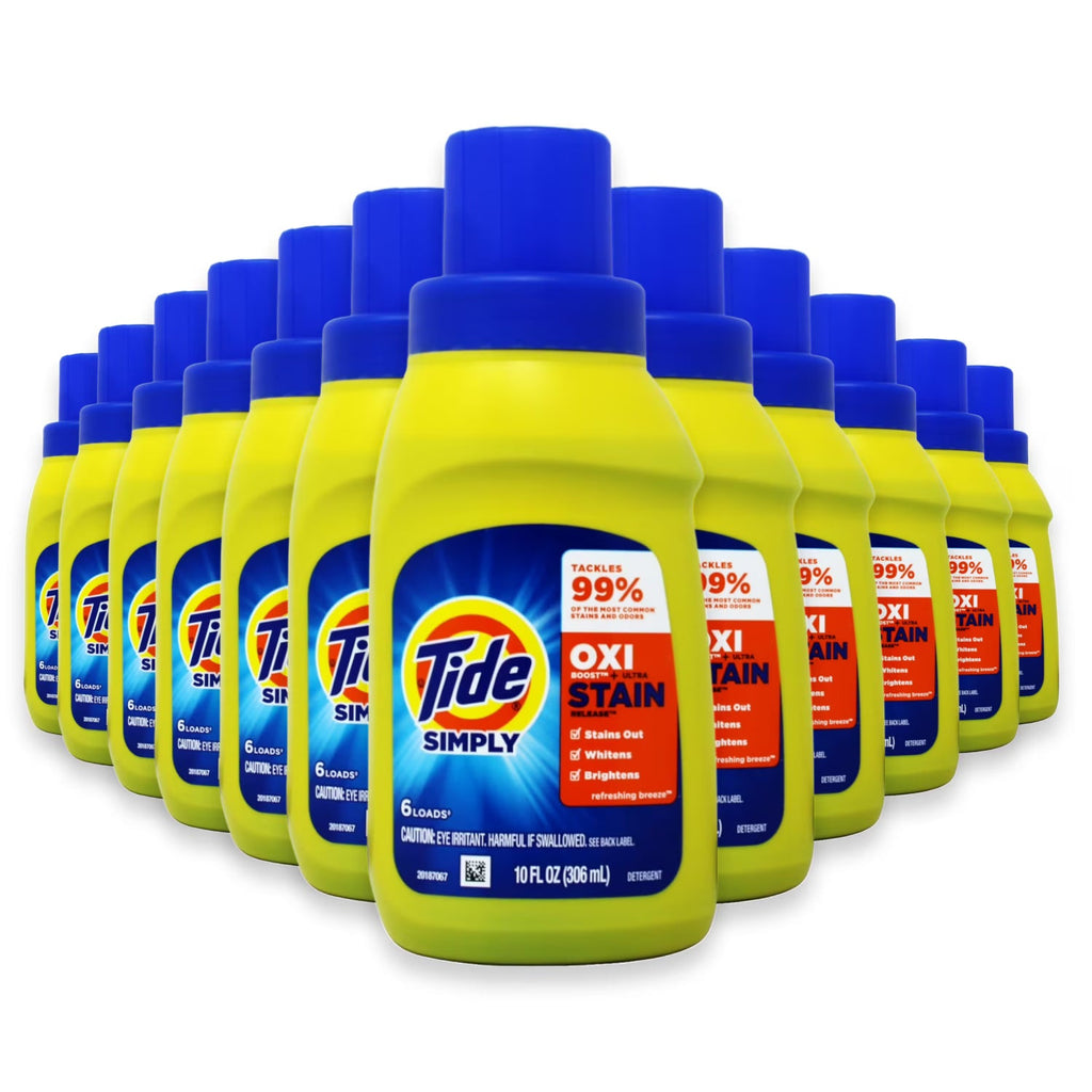 Tide Simply Oxi Boost Liquid Laundry Detergent Refreshing Breeze 10 oz 12-Pack