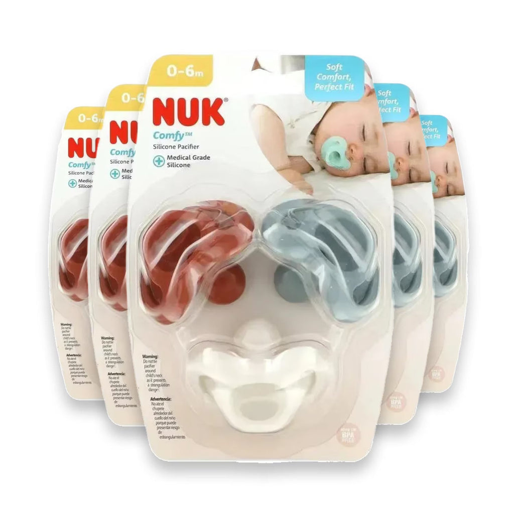 NUK Comfy Silicone Pacifier 0-6 Months Earth Tones 3 Count 12 Pack