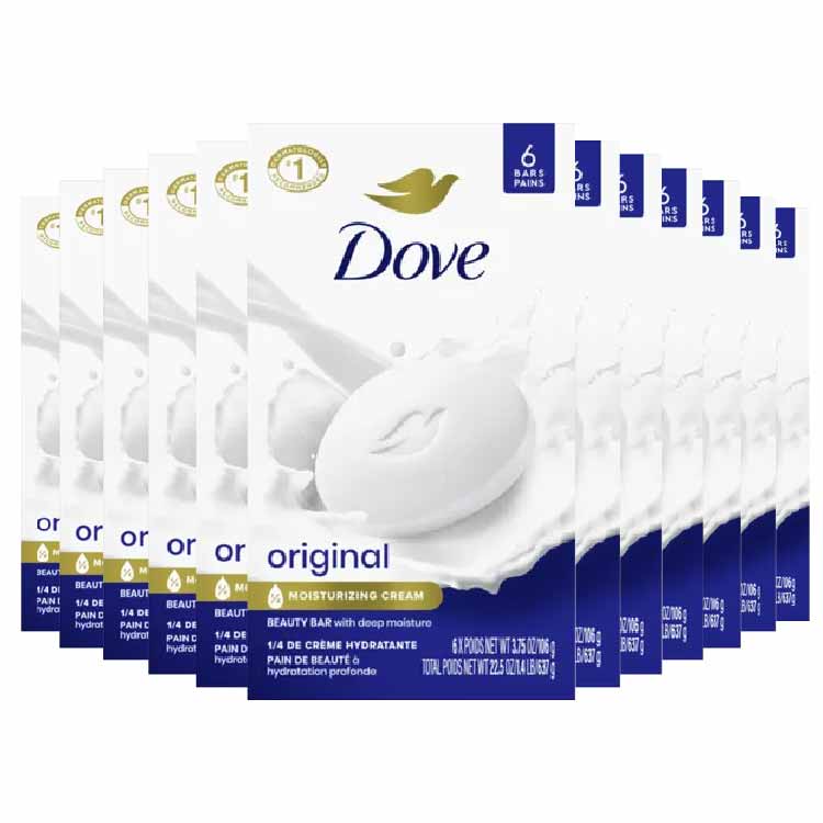 Dove Beauty Bar White Moisturizing Gentle Skin Cleanser 3.75 oz 12 Pack