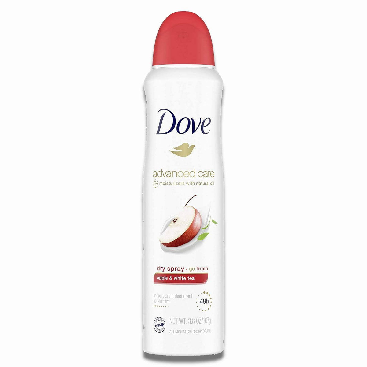 Dove Advanced Care Dry Spray Antiperspirant Deodorant for Women Apple & White Tea 3.8 oz 12 Pack