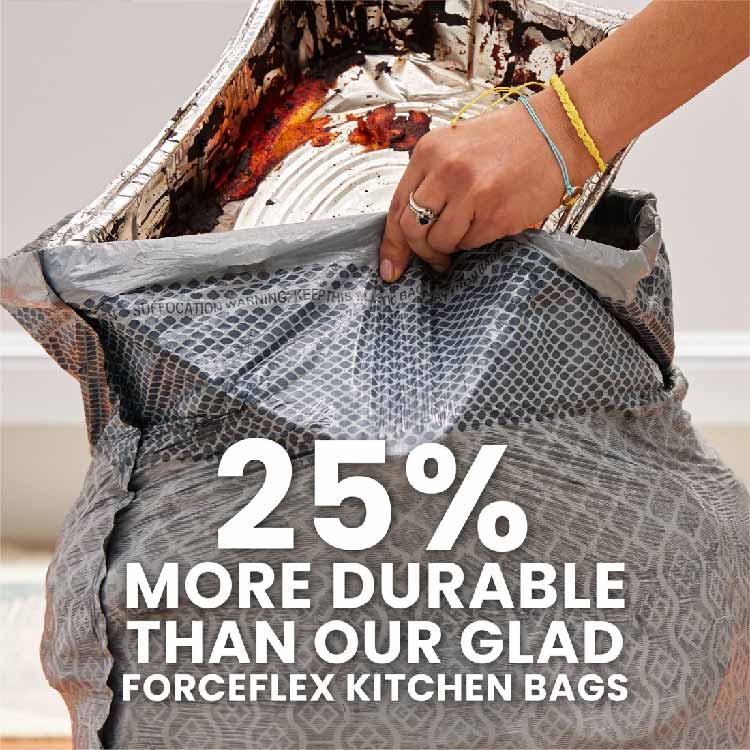 Glad ForceFlex Plus Tall Kitchen 13 Gallon Drawstring Trash Bags Gain With Febreze 120 Count