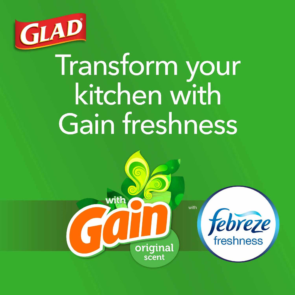 Glad ForceFlex Plus Tall Kitchen 13 Gallon Drawstring Trash Bags Gain With Febreze 120 Count