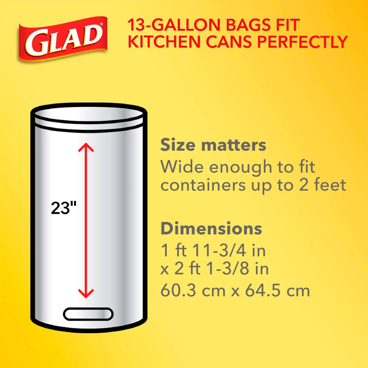Glad ForceFlex Plus 13 Gallon Tall Kitchen Drawstring Trash Bags Lemon Fresh Bleach Scent 120 Ct