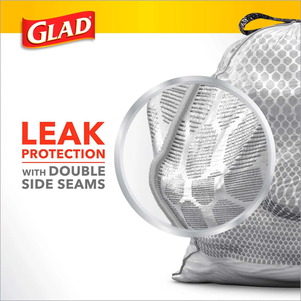 Glad ForceFlex Plus 13 Gallon Tall Kitchen Drawstring Trash Bags Lemon Fresh Bleach Scent 120 Ct
