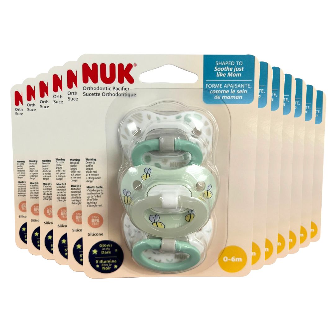 NUK Neutral Orthodontic Pacifier Glow In The Dark 0-6 Months 3 Count 12 Pack