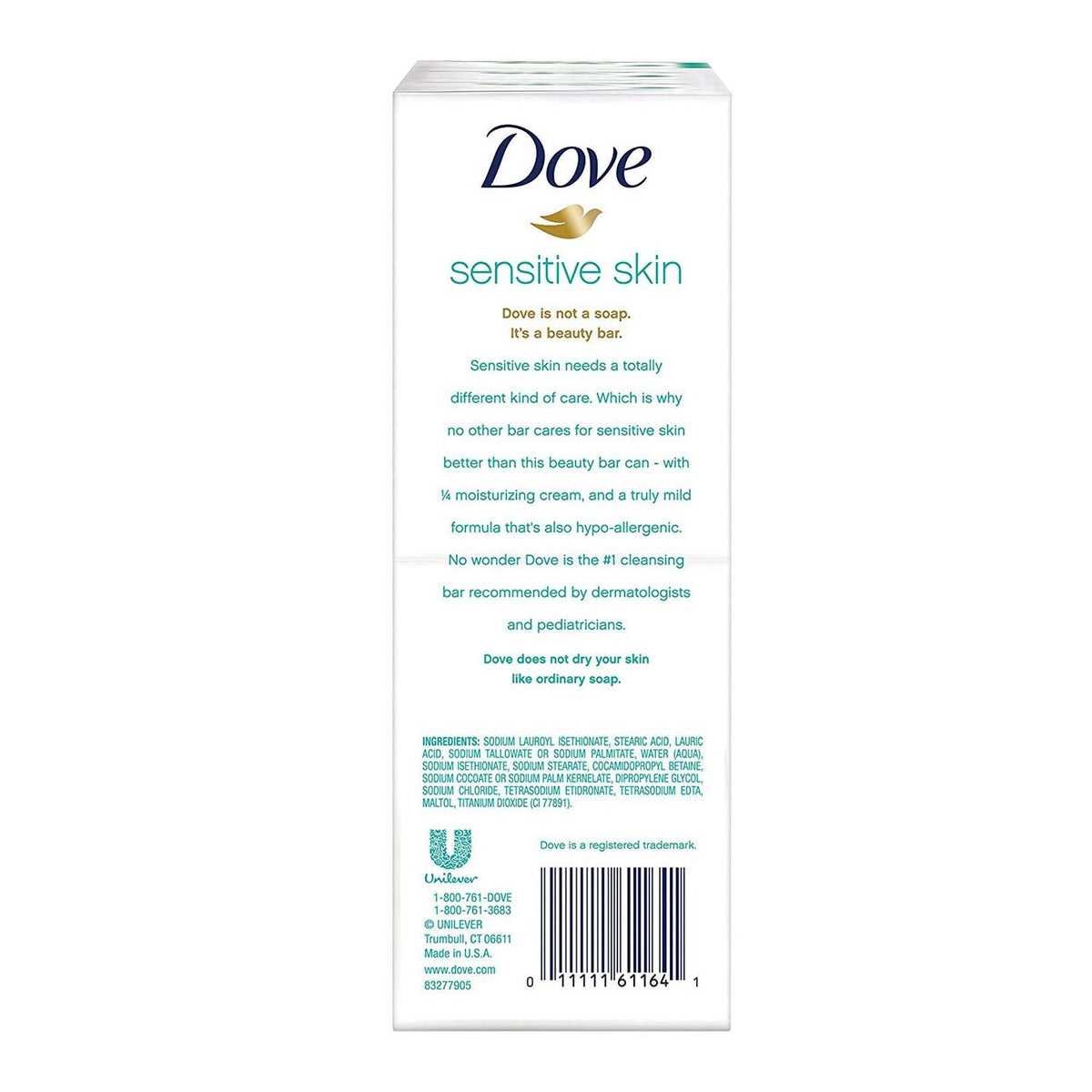 Dove Sensitive Skin Unscented Beauty Bar 3.75 oz 12 Pack