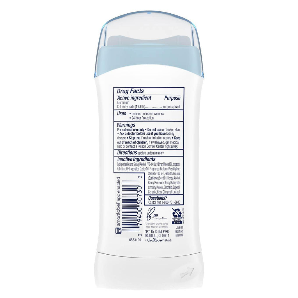 Dove Original Clean Invisible Solid Antiperspirant Deodorant 2.6 oz 12 Pack