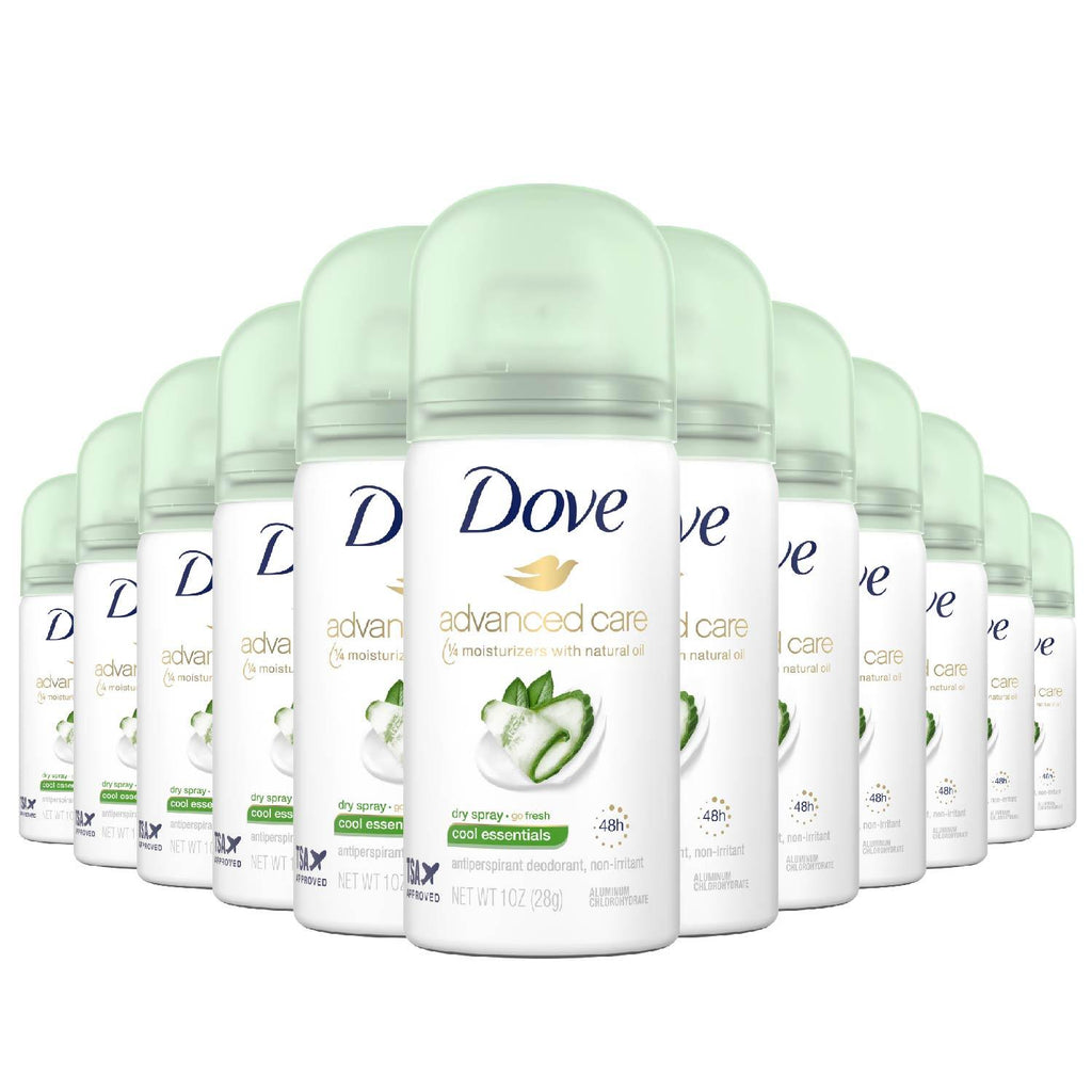 Dove Go Fresh Dry Spray Cool Essentials Antiperspirant 1 oz 24 Pack Travel Size