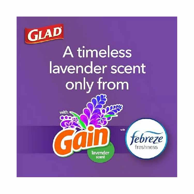 Glad ForceFlex Plus 13 Gallon Tall Kitchen Drawstring Trash Bags Mediterranean Lavender 120 Ct
