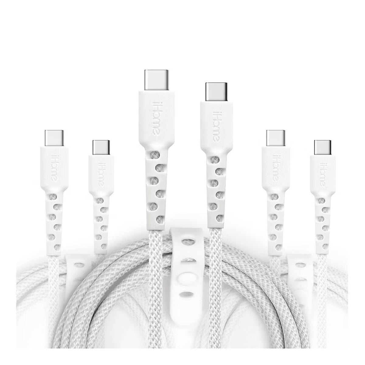 iHome USB-C to USB-C Braided Charging Cables 3-Pack