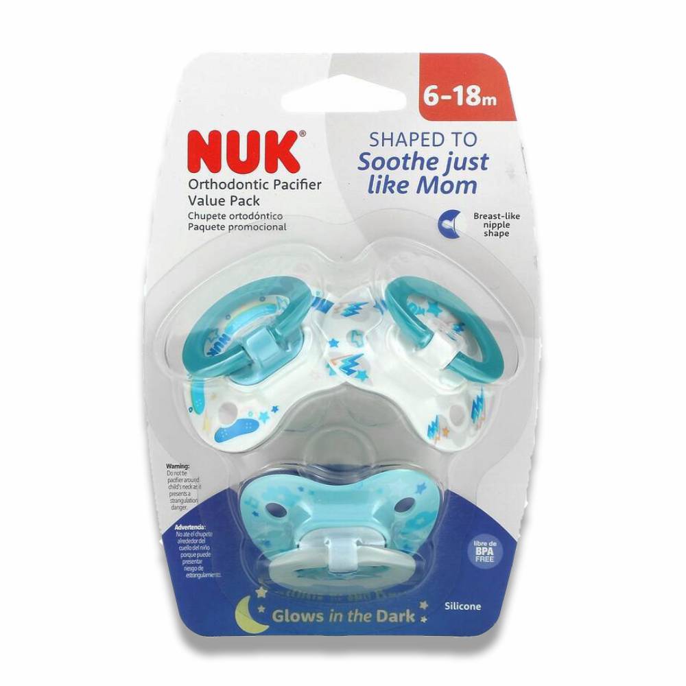 NUK Orthodontic Pacifier 6-18 Months 3 Count 12 Pack