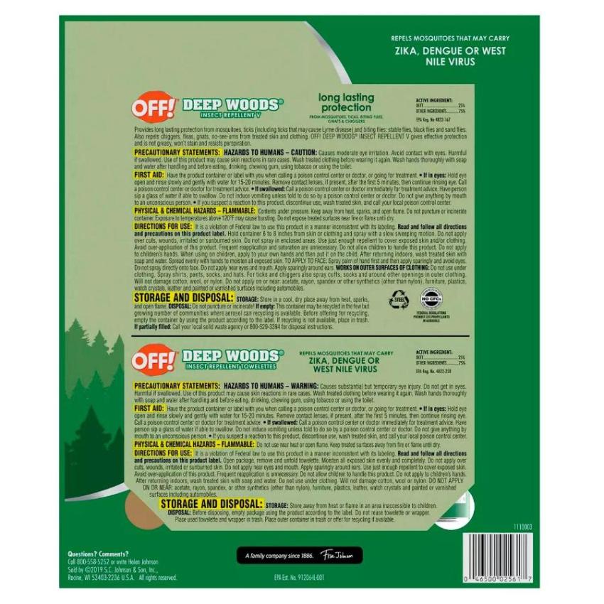 OFF! Deep Woods Insect Repellent 9oz Spray and Towelettes 3-Piece Pack