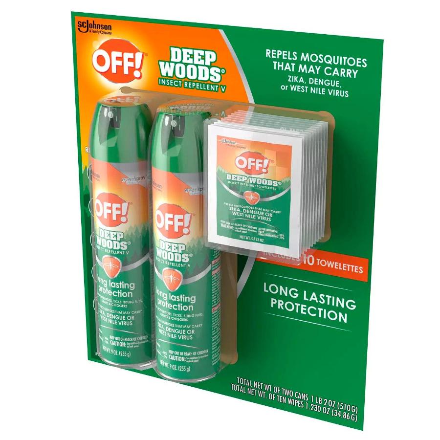 OFF! Deep Woods Insect Repellent 9oz Spray and Towelettes 3-Piece Pack